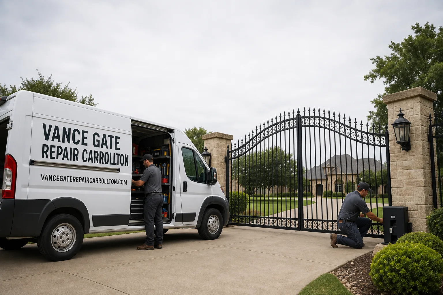 Vance Gate Repair Carrollton gate repair service vehicle and crew in Carrollton, TX